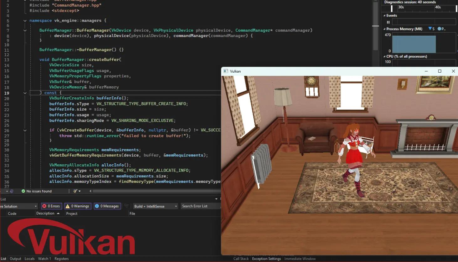 A screenshot of the Vulkan Engine project.